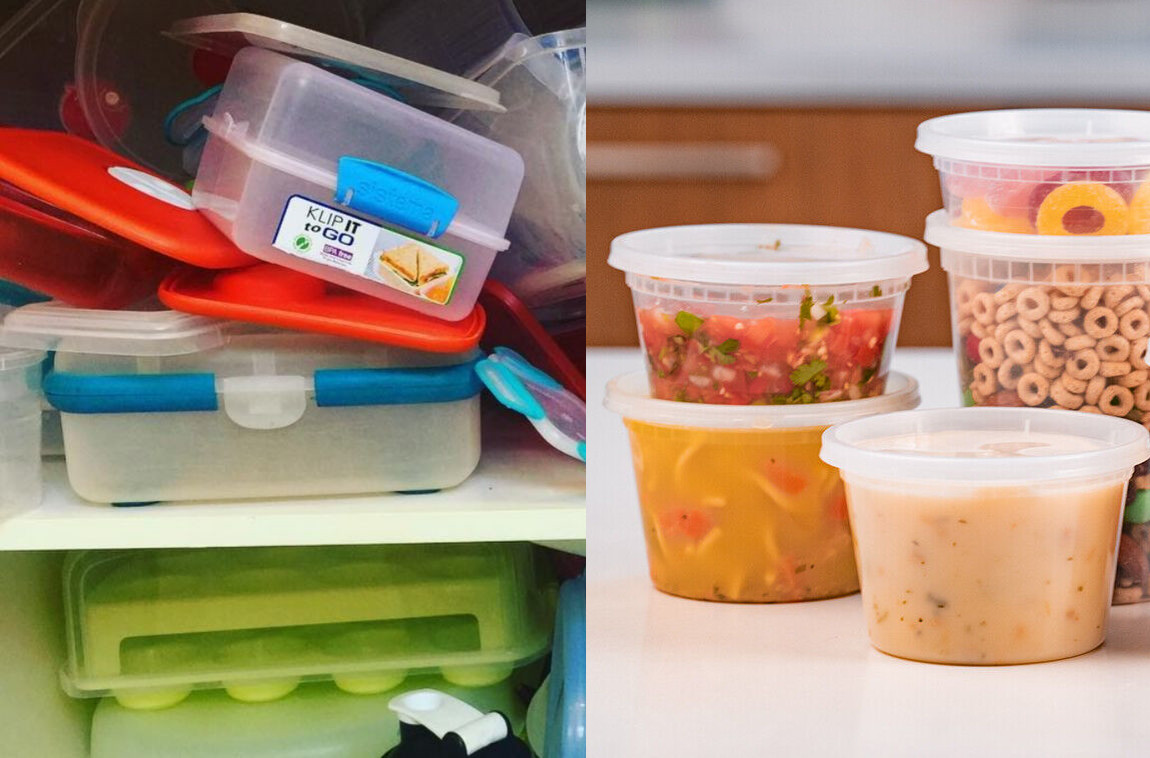 old tupperware on the left delicontainers on the right